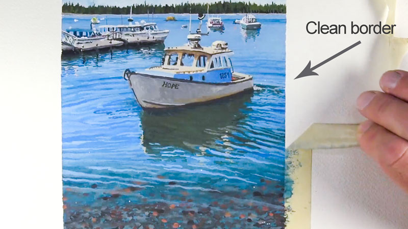 艺术用胶带粘上创建一个干净的边界