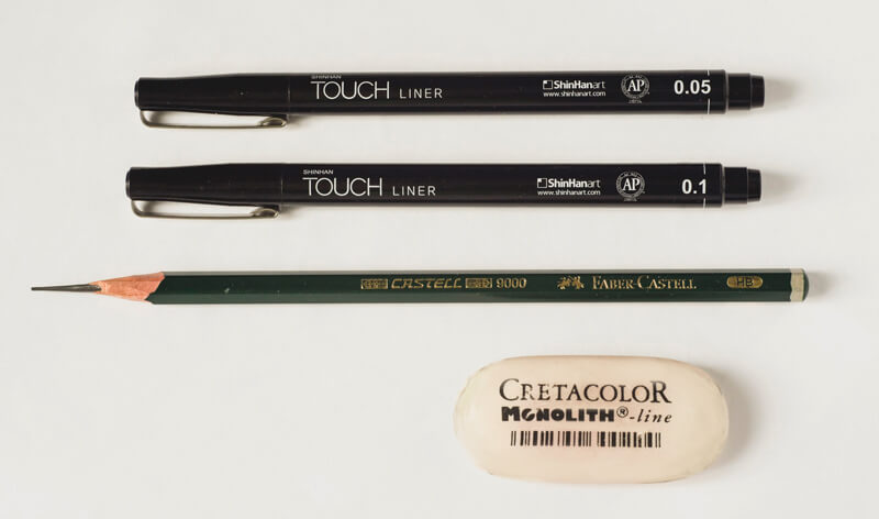 艺术用品笔和墨水画