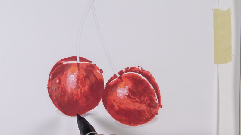 樱桃的颜色越来越深