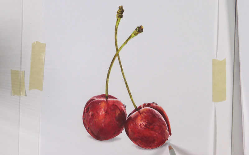 把阴影画在樱桃下面