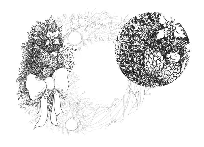 署名的左侧花环