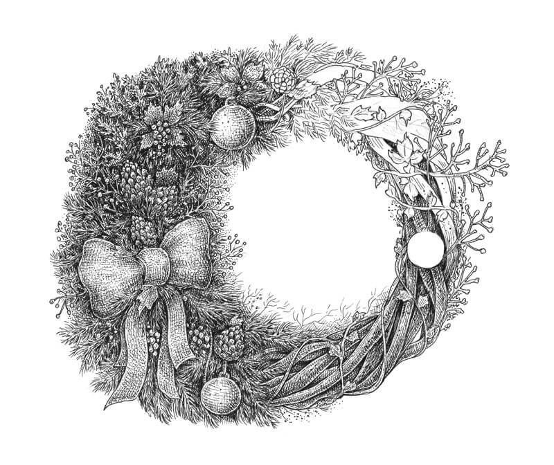 署名的右上部分花环