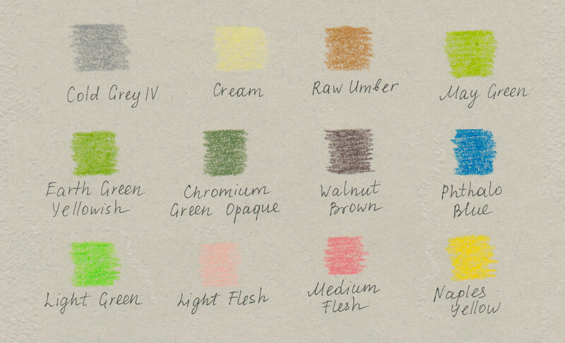 测试彩色铅笔的纸上