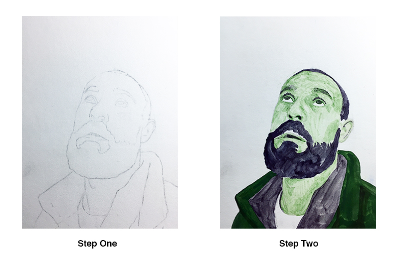 轮廓线画肖像和初始蛋彩画的应用程序