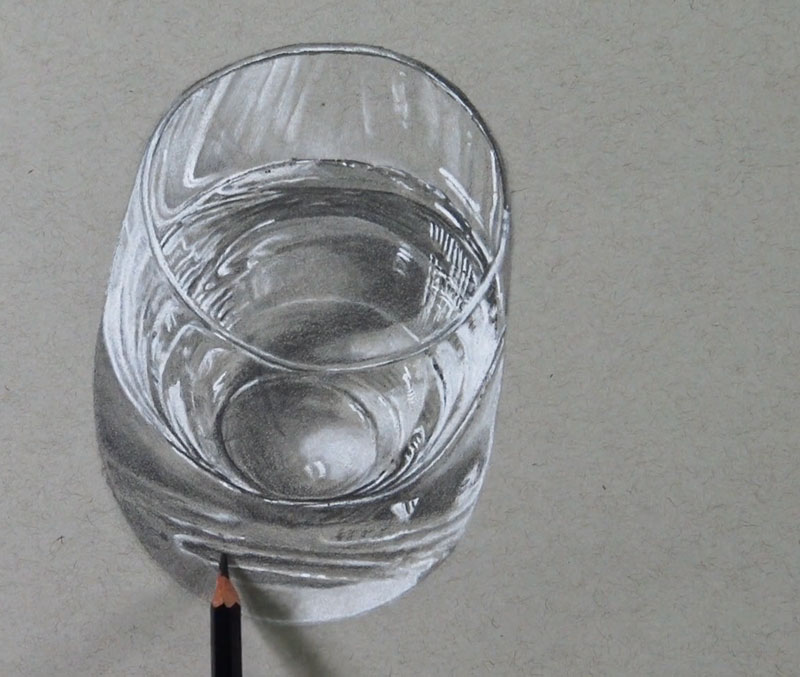 画在最黑暗的价值观在玻璃和水