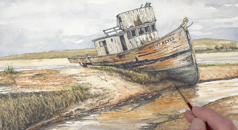 绘画的影子在水里