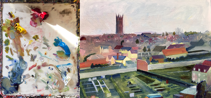 玻璃的颜色画在绘画湿到湿