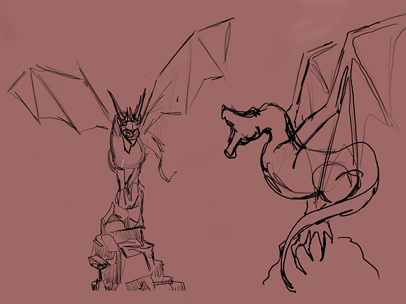 研究用的龙的手势草图