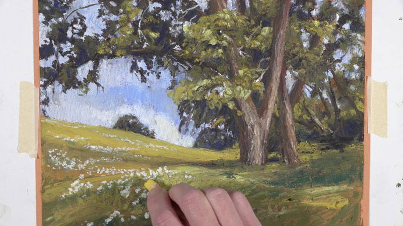 添加鲜花与石油彩笔