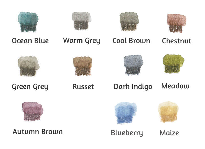 水溶性石墨铅笔的颜色色板