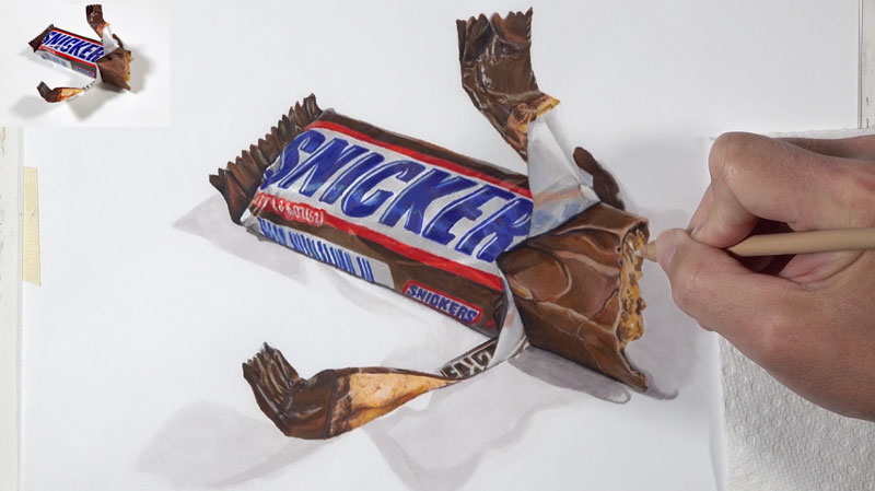 彩色铅笔添加到巧克力的地区