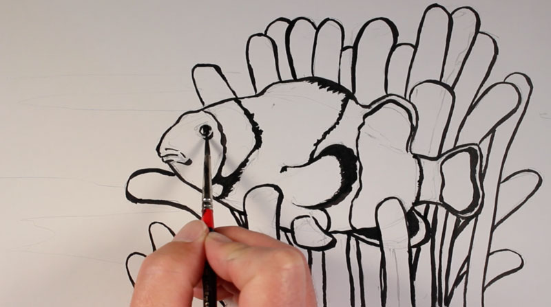 第二步,用墨水的行