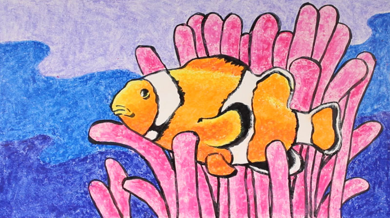 第三步,用蜡笔涂颜色