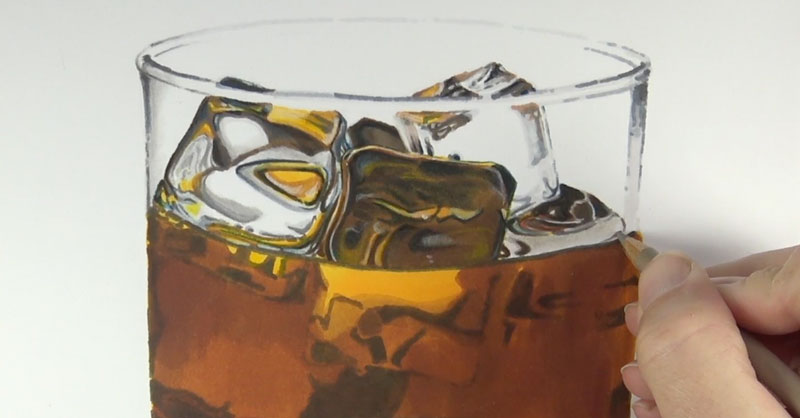 用彩色铅笔在记号笔上画画