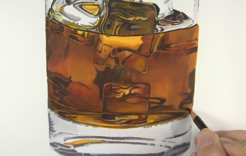 用彩色铅笔使值变暗