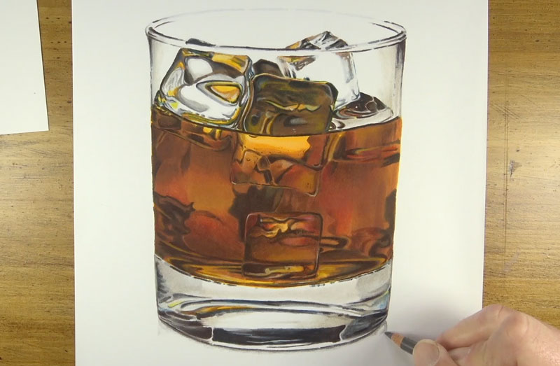 用彩色铅笔添加反射和阴影