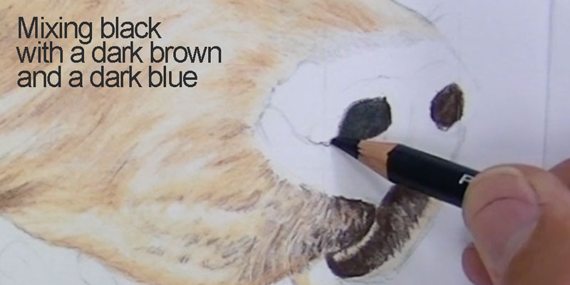 混合黑色与彩色铅笔