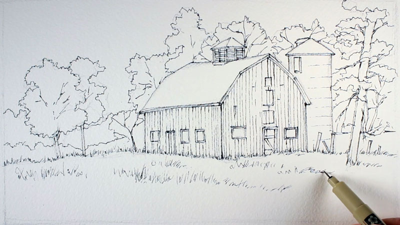 钢笔和墨水画线