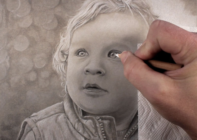 在调色纸上画肖像