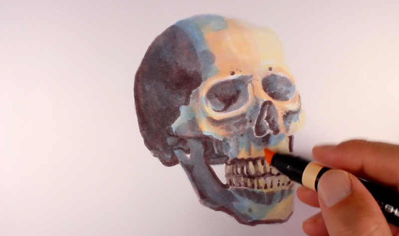 添加在底层色温暖的色调