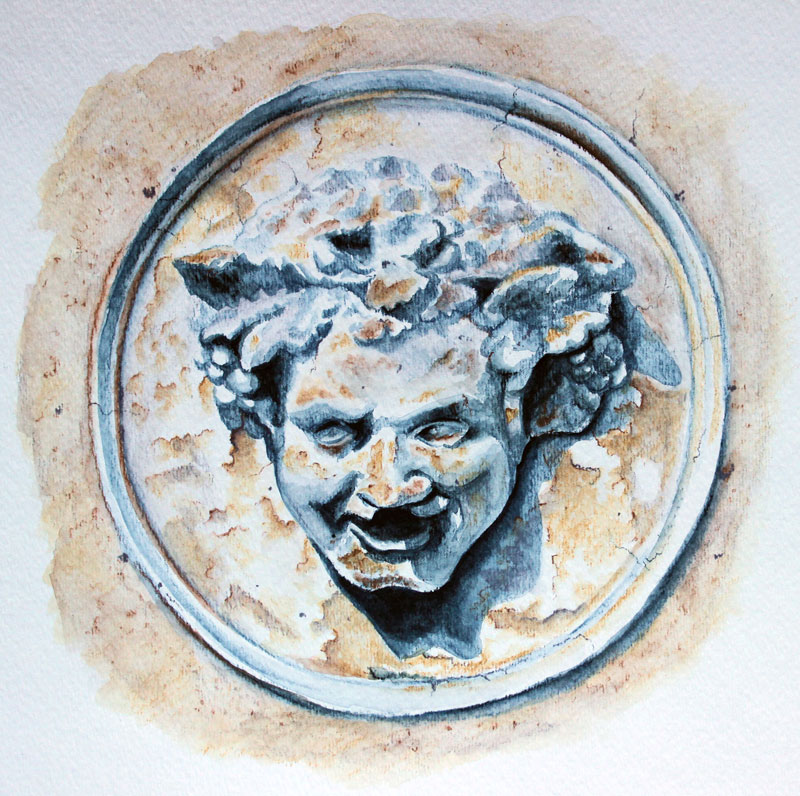 水彩铅笔画的雕像