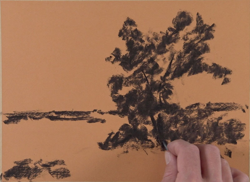 阻塞在深值与葡萄树的木炭