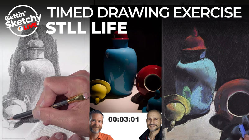 静物与石墨和NuPastels定时运动