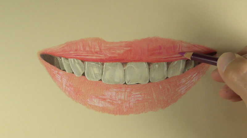 上唇上分层的颜色