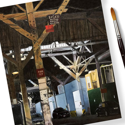 城市与丙烯画风景画