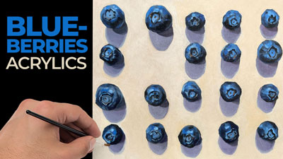 丙烯画的蓝莓