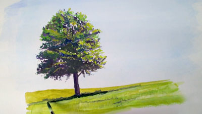 如何用水粉颜料画一棵树吗