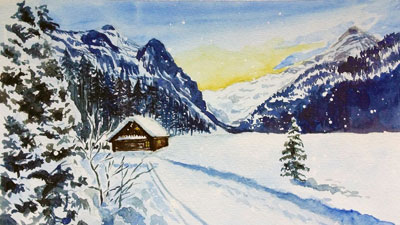 如何用水粉颜料雪场景吗