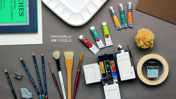 水彩画材料和工具